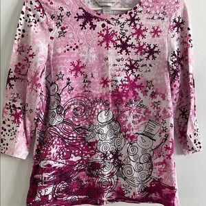 Pink Snowman Graphic Top